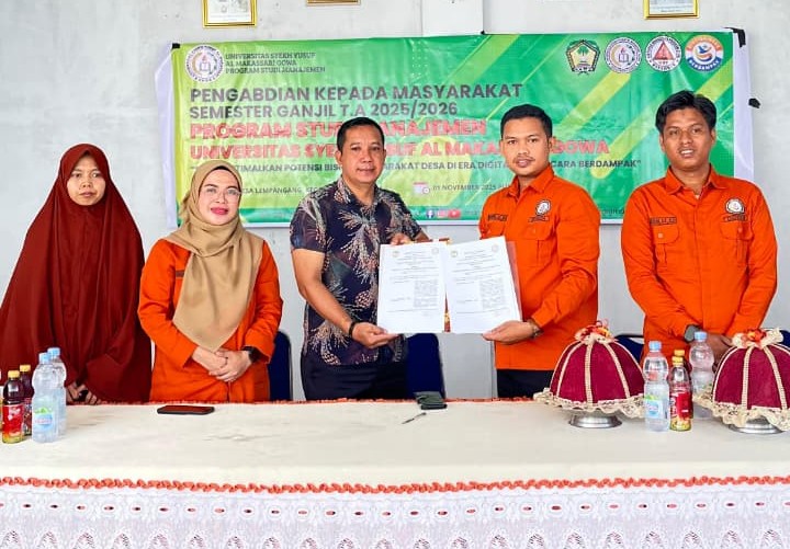 Penandatanganan MoA antara Program Studi Manajemen Universitas Syekh Yusuf Al Makassari Gowa dan Pemerintah Desa LempangangPerkuat Kerja Sama Bidang Riset dan Pengabdian Kepada Masyarakat